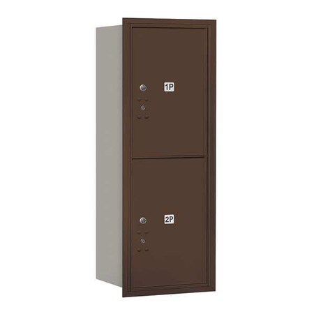 Salsbury Industries Horizontal Mailbox, Bronze, Powder Coated, 2 Doors, Recessed, Private 3712S-2PZRP