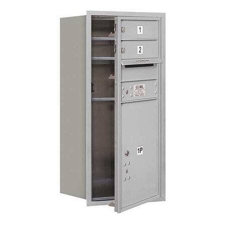 Salsbury Industries Horizontal Mailbox, Aluminum, Powder Coated, 3 Doors, Recessed, Private 3709S-02AFP