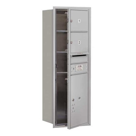 Salsbury Industries Horizontal Mailbox, Aluminum, Powder Coated, 3 Doors, Recessed, USPS 3711S-02AFU