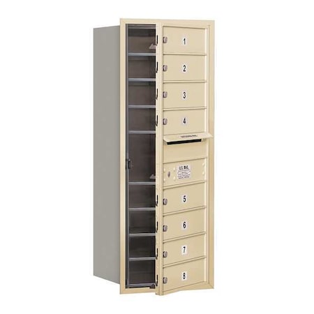 Salsbury Industries Horizontal Mailbox, Sandstone, Powder Coated, 8 Doors, Recessed, USPS 3710S-08SFU