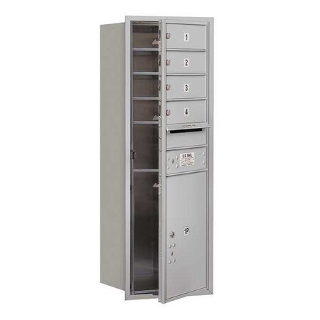 Salsbury Industries Horizontal Mailbox, Aluminum, Powder Coated, 5 Doors, Recessed, Private 3711S-04AFP
