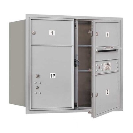 Salsbury Industries Horizontal Mailbox, Aluminum, Powder Coated, 4 Doors, Recessed, USPS 3707D-03AFU