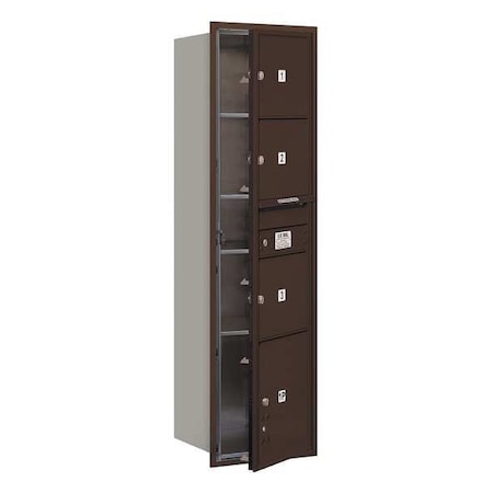 Salsbury Industries Horizontal Mailbox, Bronze, Powder Coated, 4 Doors, Recessed, USPS 3716S-03ZFU