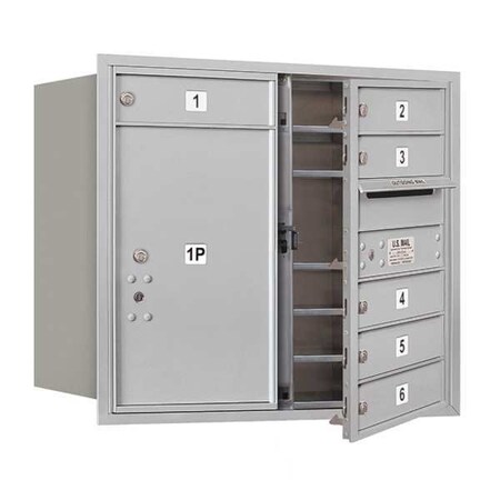 Salsbury Industries Horizontal Mailbox, Aluminum, Powder Coated, 7 Doors, Recessed, USPS 3707D-06AFU
