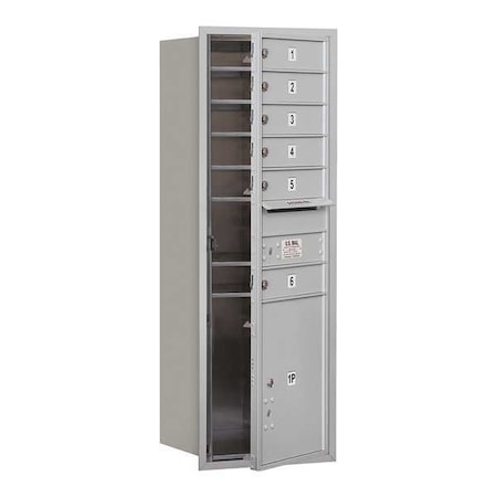 Salsbury Industries Horizontal Mailbox, Aluminum, Powder Coated, 7 Doors, Recessed, Private 3713S-06AFP