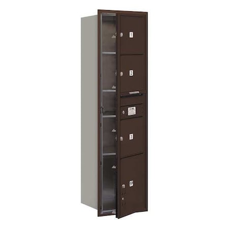 Salsbury Industries Horizontal Mailbox, Bronze, Powder Coated, 4 Doors, Recessed, Private 3716S-03ZFP