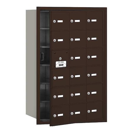 Salsbury Industries Mailbox, Bronze, Powder Coated, 18 Doors, Recessed, USPS 3618ZFU