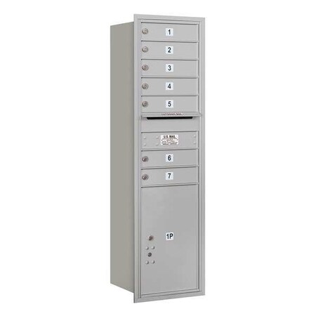 Salsbury Industries Horizontal Mailbox, Aluminum, Powder Coated, 8 Doors, Recessed, Private 3715S-07ARP