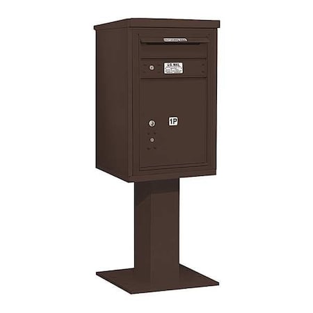 Salsbury Industries Pedestal Mailbox, Bronze, Powder Coated, 1 Doors, Pedestal, 4C 3407S-1PBRZ