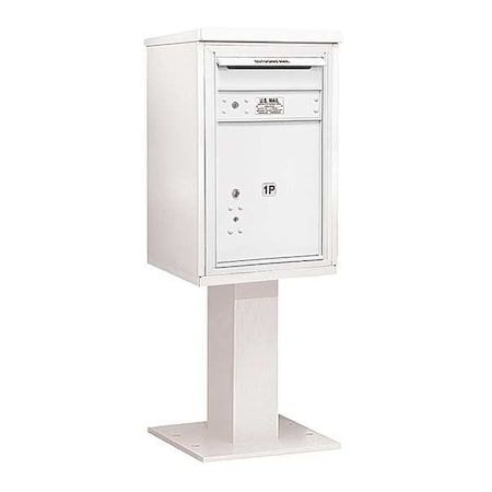 Salsbury Industries Pedestal Mailbox, White, Powder Coated, 1 Doors, Pedestal, 4C 3407S-1PWHT
