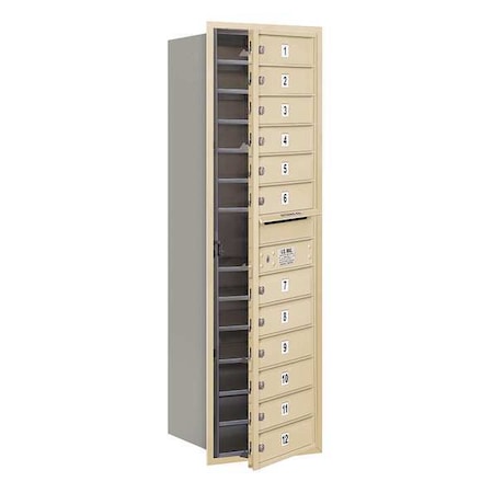 Salsbury Industries Horizontal Mailbox, Sandstone, Powder Coated, 12 Doors, Recessed, Private 3714S-12SFP