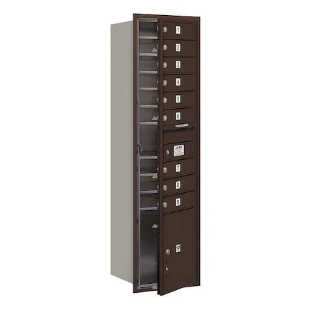 Salsbury Industries Mailbox, Bronze, Powder Coated, 9 Doors, Recessed, 4C, USPS 3716S-09ZFU