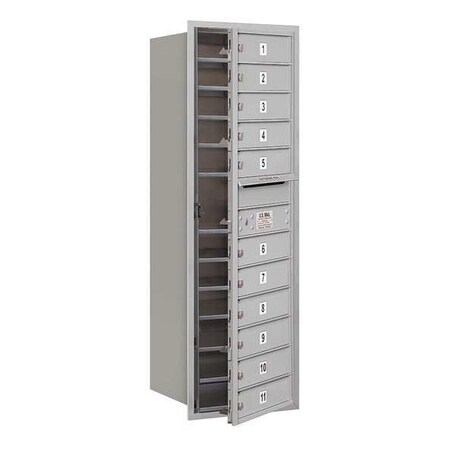 Salsbury Industries Horizontal Mailbox, Aluminum, Powder Coated, 11 Doors, Recessed, MB1 3713S-11AFP