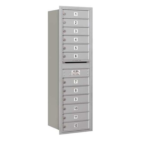 Salsbury Industries Horizontal Mailbox, Aluminum, Powder Coated, 12 Doors, Recessed, Private 3714S-12ARP