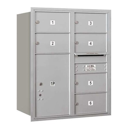 Salsbury Industries Horizontal Mailbox, Aluminum, Powder Coated, 7 Doors, Recessed, Private 3710D-06ARP