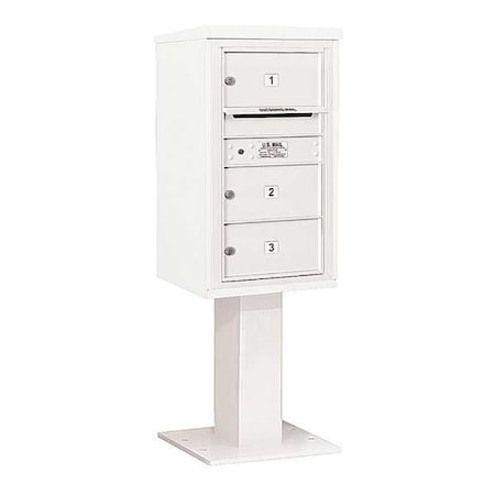 Salsbury Industries Pedestal Mailbox, White, Powder Coated, 3 Doors, Pedestal, 4C 3408S-03WHT