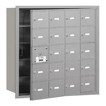 Salsbury Industries Mailbox, Aluminum, Powder Coated, 20 Doors, Recessed, USPS 3620AFU