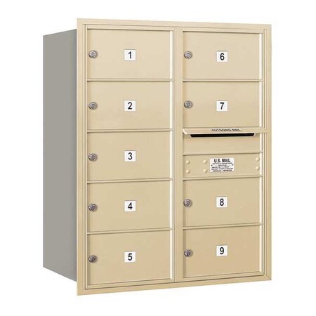 Salsbury Industries Horizontal Mailbox, Sandstone, Powder Coated, 9 Doors, Recessed, MB2 3710D-09SRU