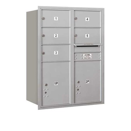 Salsbury Industries Horizontal Mailbox, Aluminum, Powder Coated, 7 Doors, Recessed, Private 3711D-05ARP