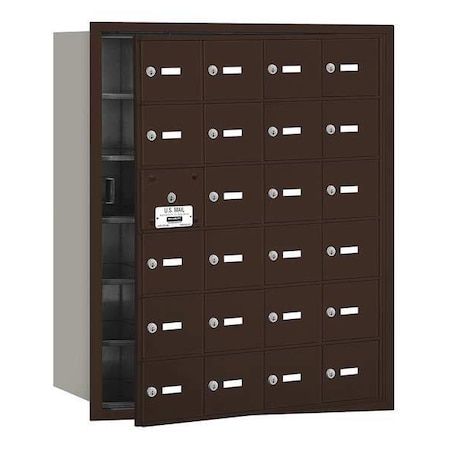 Salsbury Industries Mailbox, Bronze, Powder Coated, 24 Doors, Recessed, USPS 3624ZFU