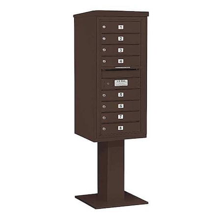 Salsbury Industries Pedestal Mailbox, Bronze, Powder Coated, 8 Doors, Pedestal, 4C 3410S-08BRZ