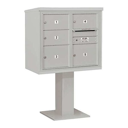 Salsbury Industries Pedestal Mailbox, Gray, Powder Coated, 5 Doors, Pedestal, MB2 3407D-05GRY