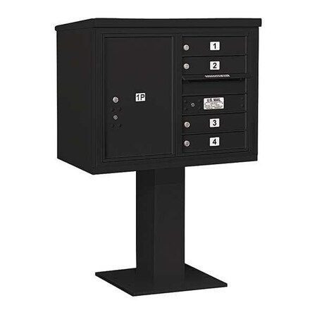 Salsbury Industries Pedestal Mailbox, Black, Powder Coated, 5 Doors, Pedestal, MB1 3406D-04BLK
