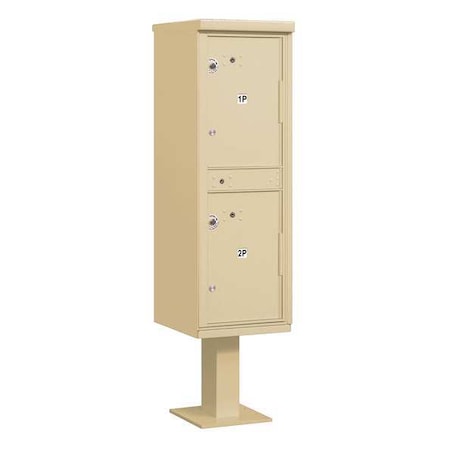 Salsbury Industries Parcel Locker, Beige, Powder Coated, 2 Doors, Pedestal, USPS Access 3302SAN-U