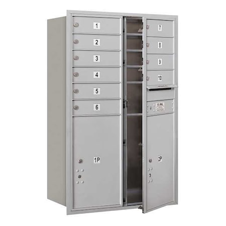 Salsbury Industries Horizontal Mailbox, Aluminum, Powder Coated, 12 Doors, Recessed, Private 3712D-10AFP