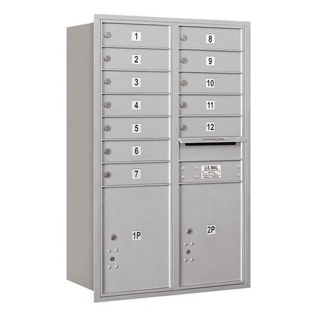 Salsbury Industries Horizontal Mailbox, Aluminum, Powder Coated, 14 Doors, Recessed, USPS 3712D-12ARU