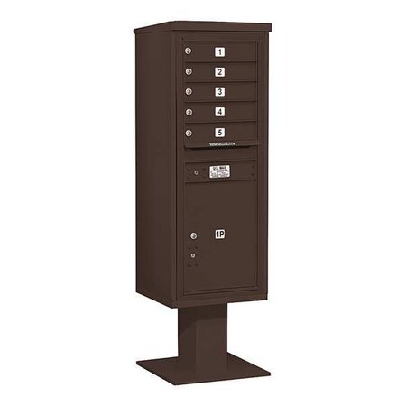 Salsbury Industries Pedestal Mailbox, Bronze, Powder Coated, 6 Doors, Pedestal, 4C 3413S-05BRZ