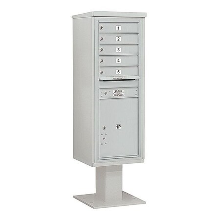 Salsbury Industries Pedestal Mailbox, Gray, Powder Coated, 6 Doors, Pedestal, 4C 3413S-05GRY