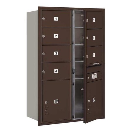 Salsbury Industries Horizontal Mailbox, Bronze, Powder Coated, 9 Doors, Recessed, Private 3713D-07ZFP