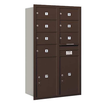 Salsbury Industries Horizontal Mailbox, Bronze, Powder Coated, 9 Doors, Recessed, Private 3714D-07ZRP