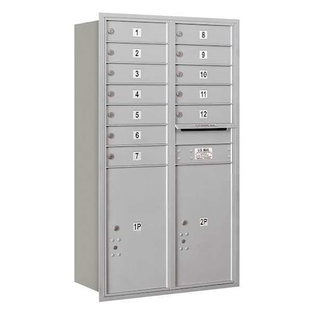Salsbury Industries Horizontal Mailbox, Aluminum, Powder Coated, 14 Doors, Recessed, USPS 3713D-12ARU