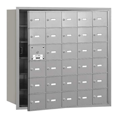 Salsbury Industries Mailbox, Aluminum, Powder Coated, 30 Doors, Recessed, USPS 3630AFU