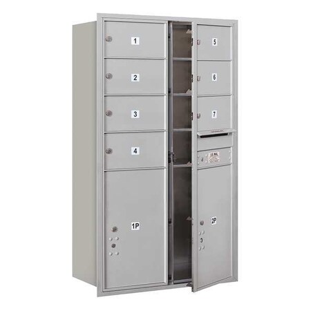 Salsbury Industries Horizontal Mailbox, Aluminum, Powder Coated, 9 Doors, Recessed, Private 3714D-07AFP