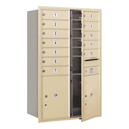 Salsbury Industries Horizontal Mailbox, Sandstone, Powder Coated, 14 Doors, Recessed, Private 3712D-12SFP