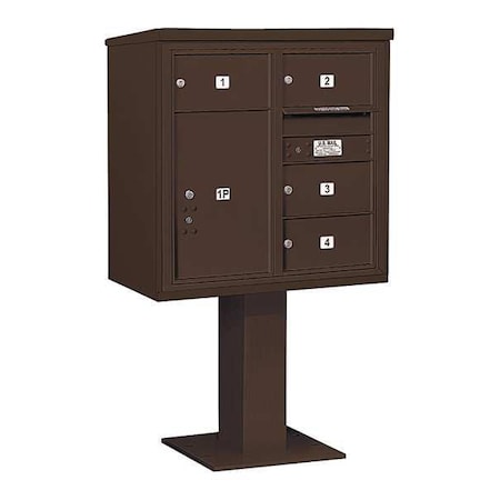 Salsbury Industries Pedestal Mailbox, Bronze, Powder Coated, 5 Doors, Pedestal, 4C 3408D-04BRZ