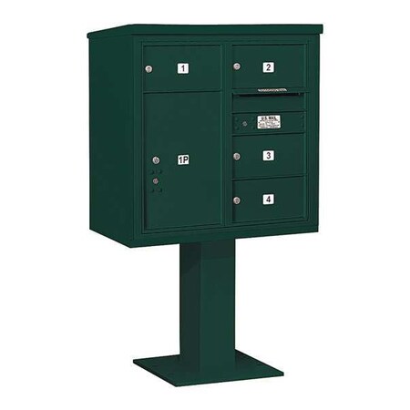 Salsbury Industries Pedestal Mailbox, Green, Powder Coated, 5 Doors, Pedestal, 4C 3408D-04GRN