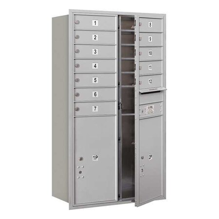 Salsbury Industries Horizontal Mailbox, Aluminum, Powder Coated, 14 Doors, Recessed, Private 3713D-12AFP