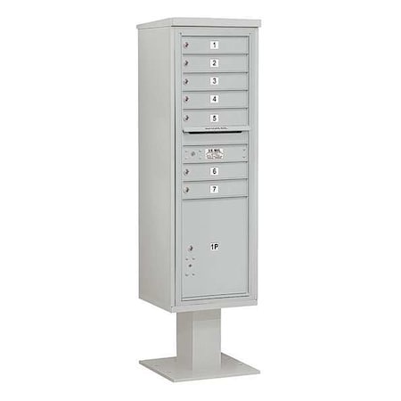 Salsbury Industries Pedestal Mailbox, Gray, Powder Coated, 8 Doors, Pedestal, 4C 3415S-07GRY
