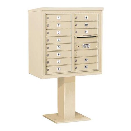 Salsbury Industries Pedestal Mailbox, Sandstone, Powder Coated, 13 Doors, Pedestal, 4C 3408D-13SAN