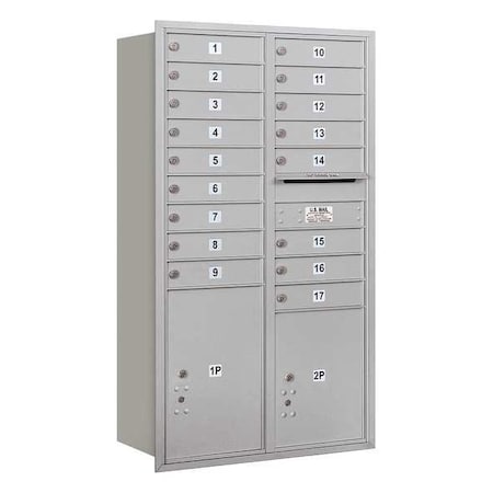 Salsbury Industries Horizontal Mailbox, Aluminum, Powder Coated, 19 Doors, Recessed, Private 3715D-17ARP