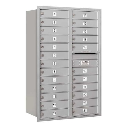 Salsbury Industries Horizontal Mailbox, Aluminum, Powder Coated, 24 Doors, Recessed, Private 3713D-24ARP