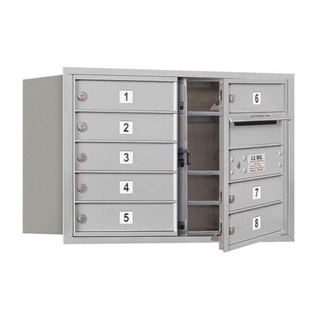 Salsbury Industries Horizontal Mailbox, Aluminum, Powder Coated, 8 Doors, Recessed, USPS 3705D-08AFU