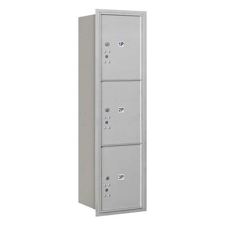 Salsbury Industries Horizontal Mailbox, Aluminum, Powder Coated, 3 Doors, Recessed, USPS 3715S-3PARU