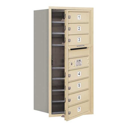 Salsbury Industries Horizontal Mailbox, Sandstone, Powder Coated, 7 Doors, Recessed, Private 3709S-07SFP
