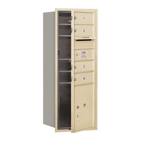 Salsbury Industries Horizontal Mailbox, Sandstone, Powder Coated, 5 Doors, Recessed, Private 3710SA-04SFP