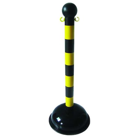 Zoro Select Post, Warning, 41 In H, Black/Yellow 33L680